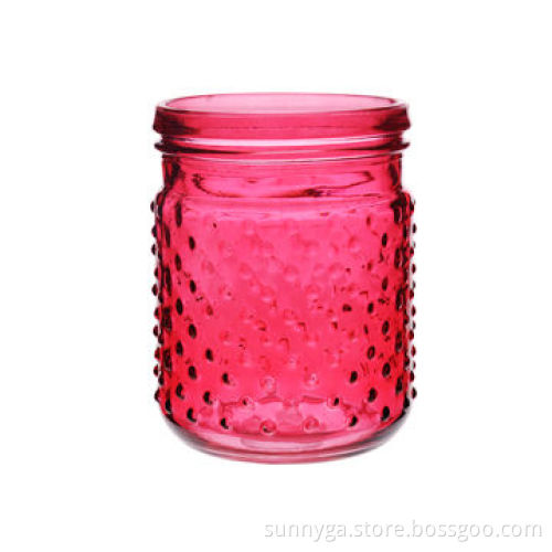Hobnail glass candle holder, glass candle jar, colorful painted finish